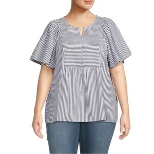 Terra & Sky Women's Plus Size Peplum Woven Top (836)